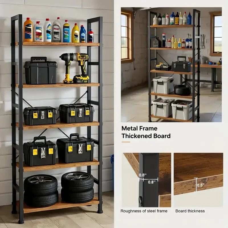 Heavy Duty 5/6-Tier Metal Storage Shelving Unit - Freestanding Industrial Garage Shelving Rack Suitable for Home Office