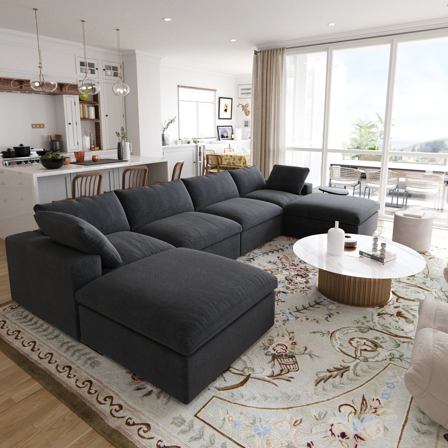 SdorensCN Modular Cloud U Shaped Sofa With Ottomans