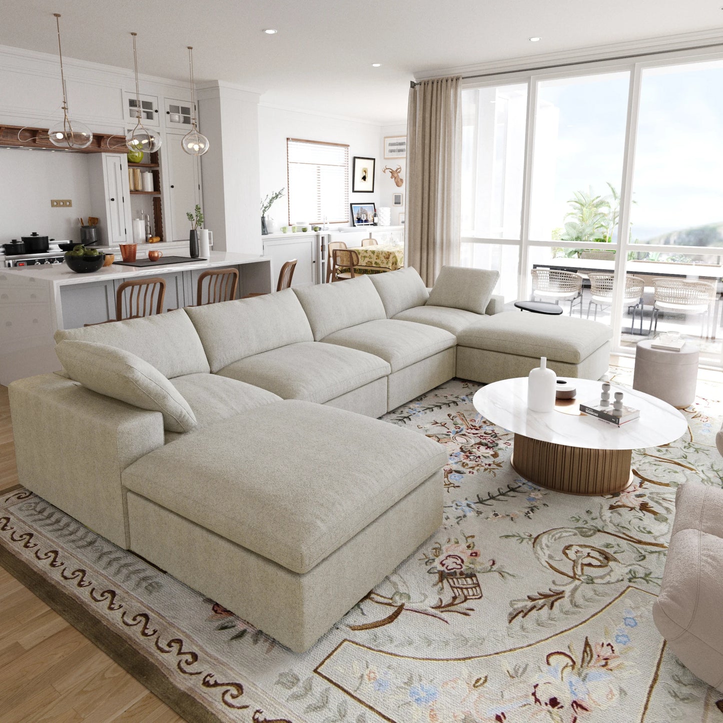 SdorensCN Modular Cloud U Shaped Sofa With Ottomans