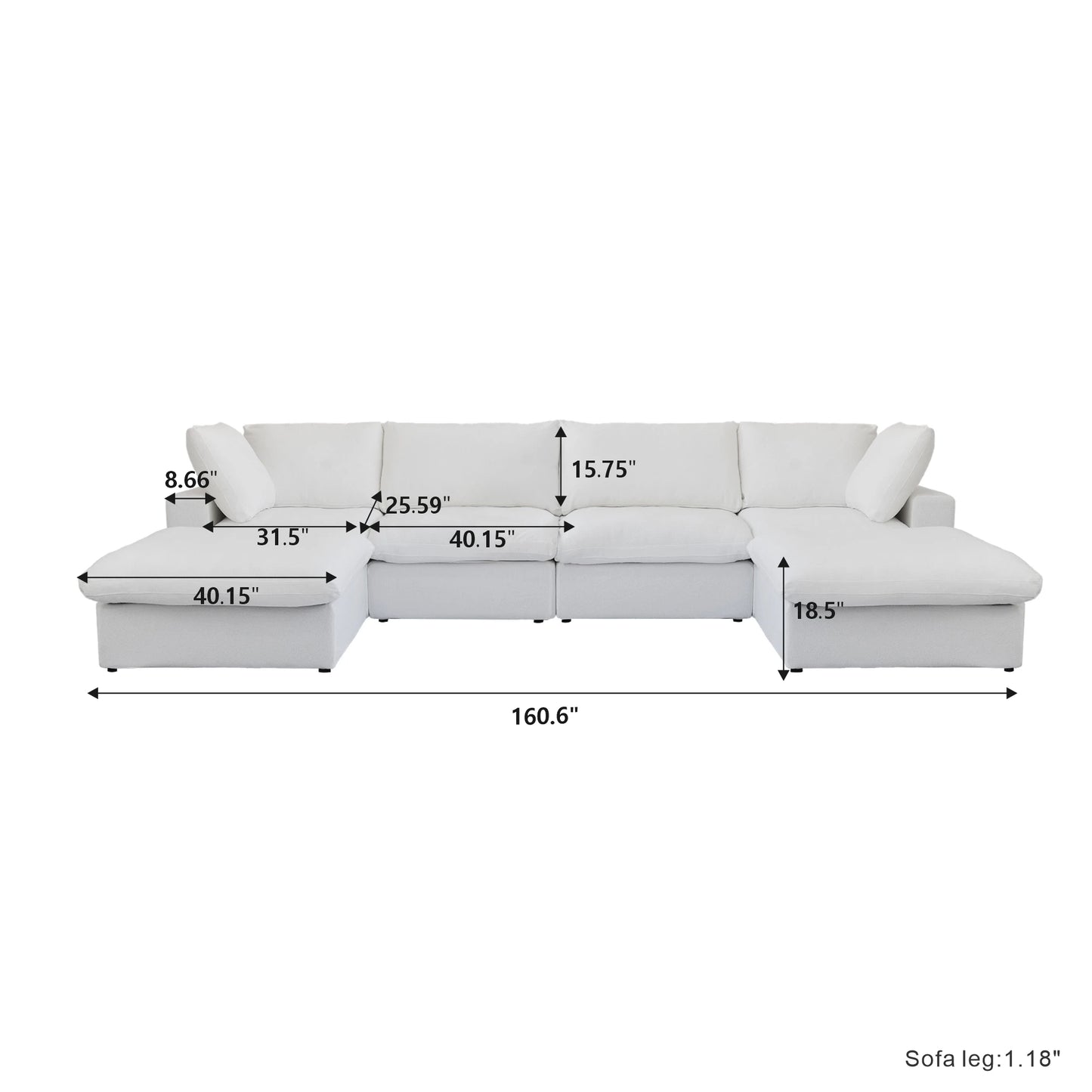 SdorensCN Modular Cloud U Shaped Sofa With Ottomans