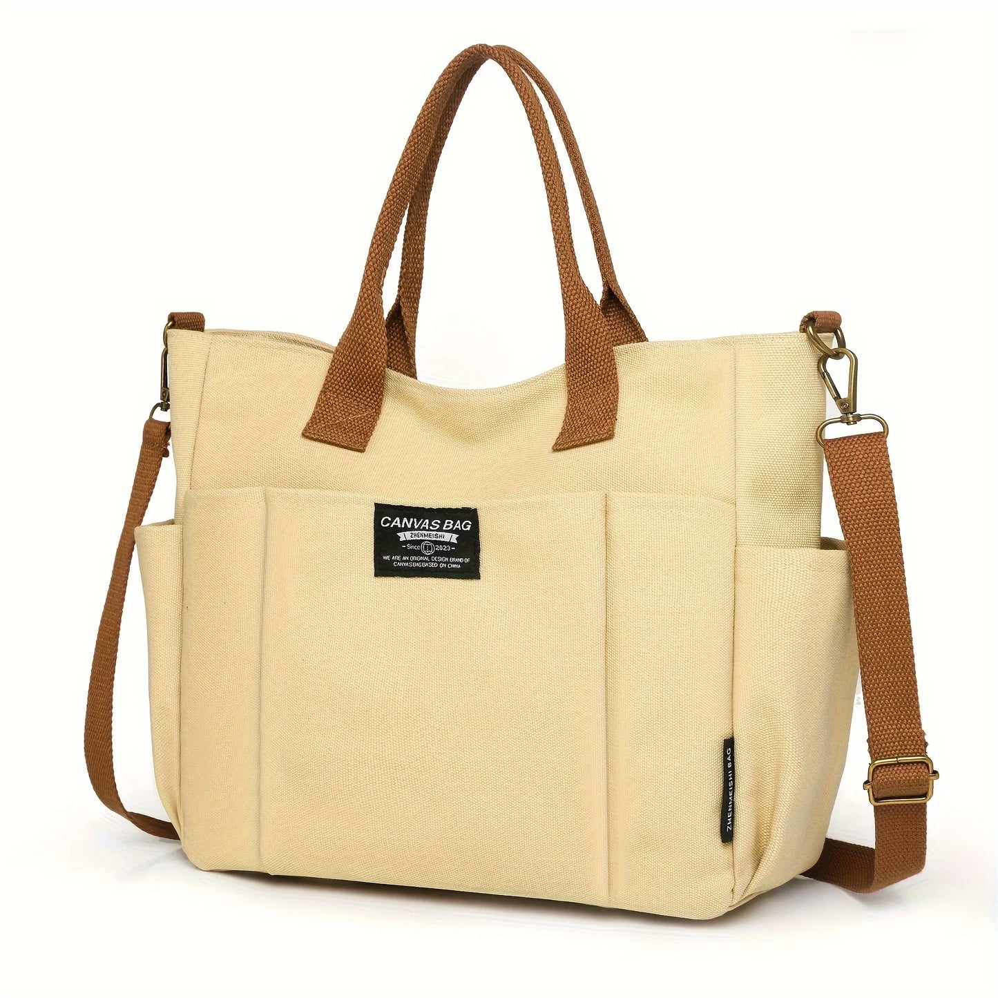 Nylon Multi Pocket Tote Bag With Casual Crossbody Design