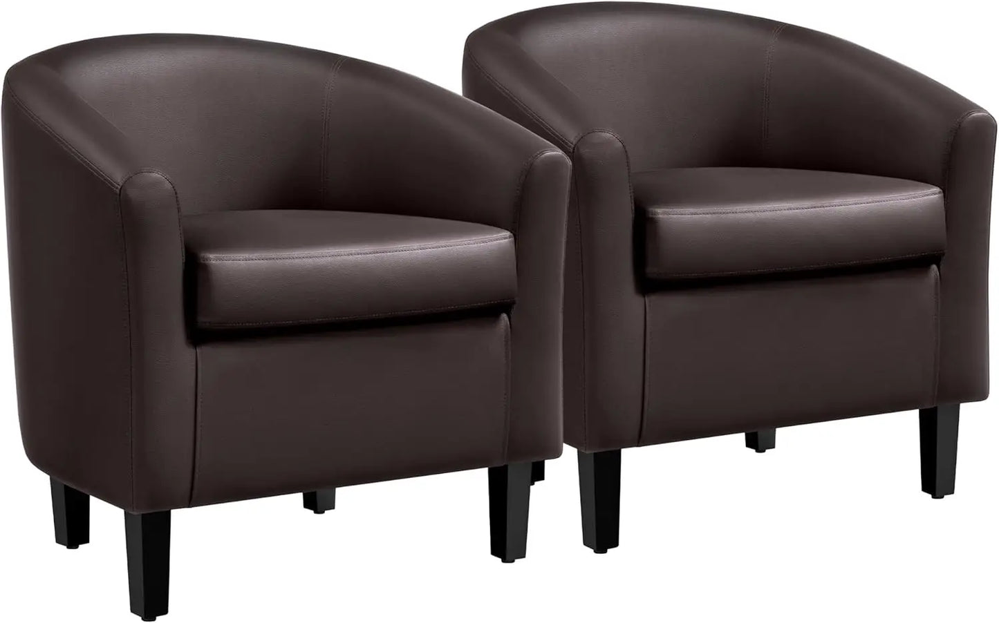 Accent Faux Leather Barrel Chairs Set of 2 for Living Room