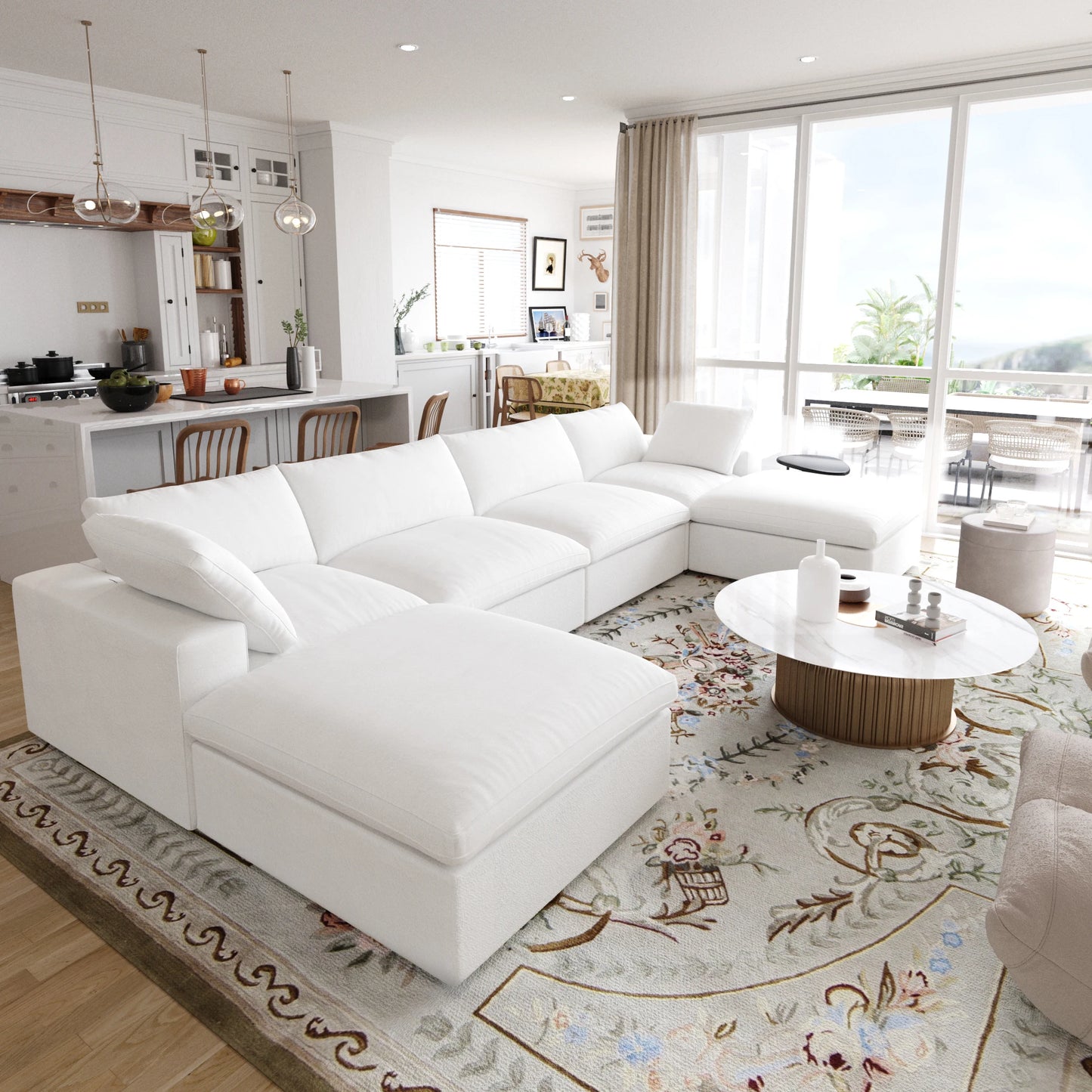 SdorensCN Modular Cloud U Shaped Sofa With Ottomans