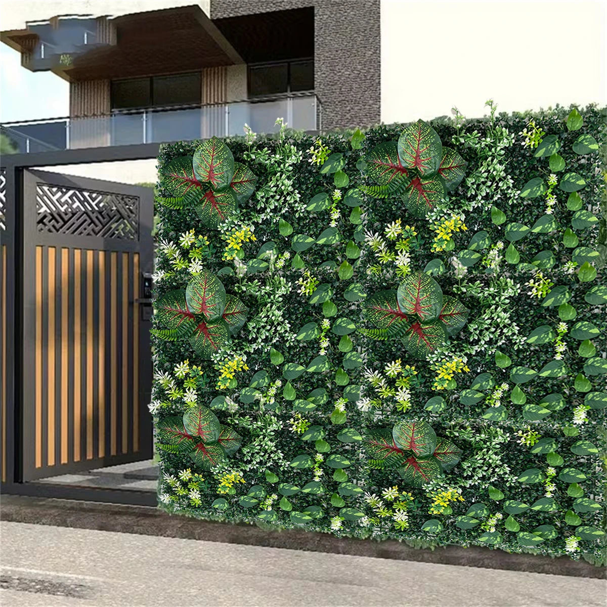 UV-Resistant Artificial Plant Wall Decor Plastic Faux Greenery Backdrop