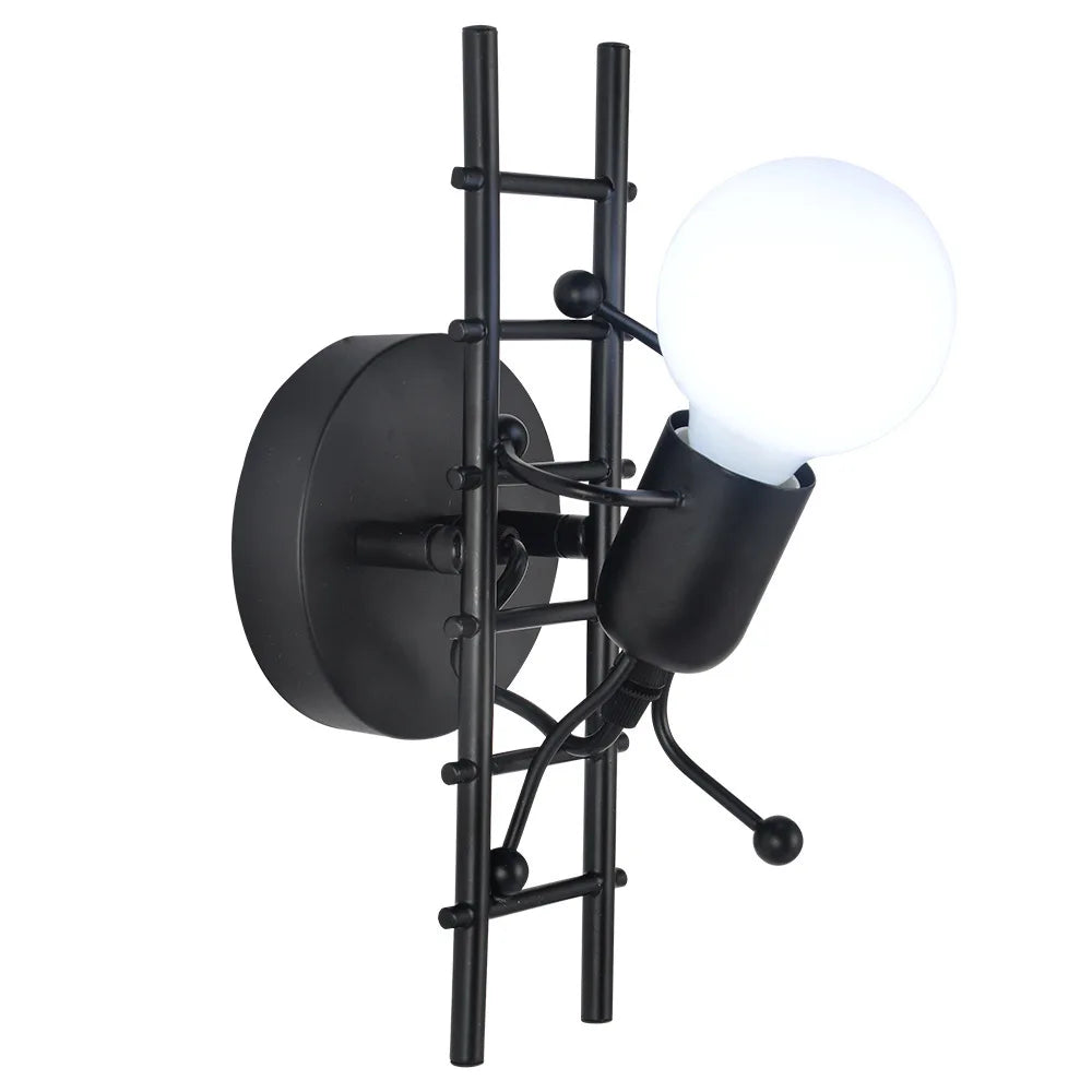 Humanoid Creative Wall Light Indoor Wall Lamp E27 LED Modern Wall Sconce Light Art Decor Iron for Bedroom Children Room Kitchen