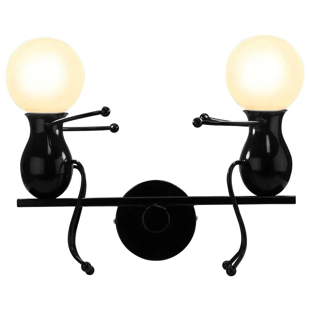 Humanoid Creative Wall Light Indoor Wall Lamp E27 LED Modern Wall Sconce Light Art Decor Iron for Bedroom Children Room Kitchen
