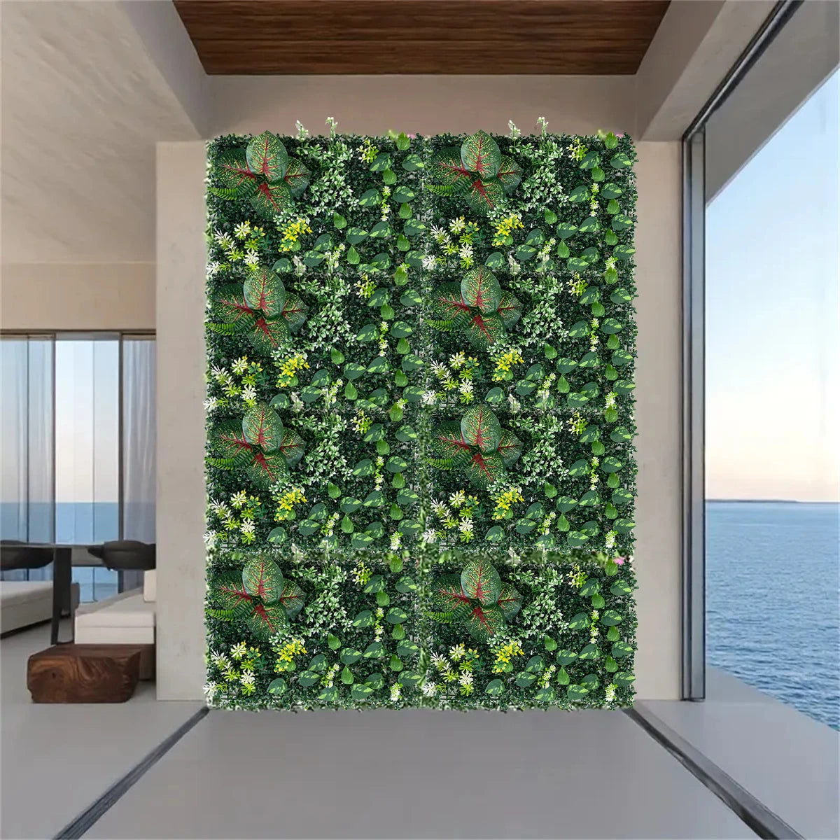 UV-Resistant Artificial Plant Wall Decor Plastic Faux Greenery Backdrop