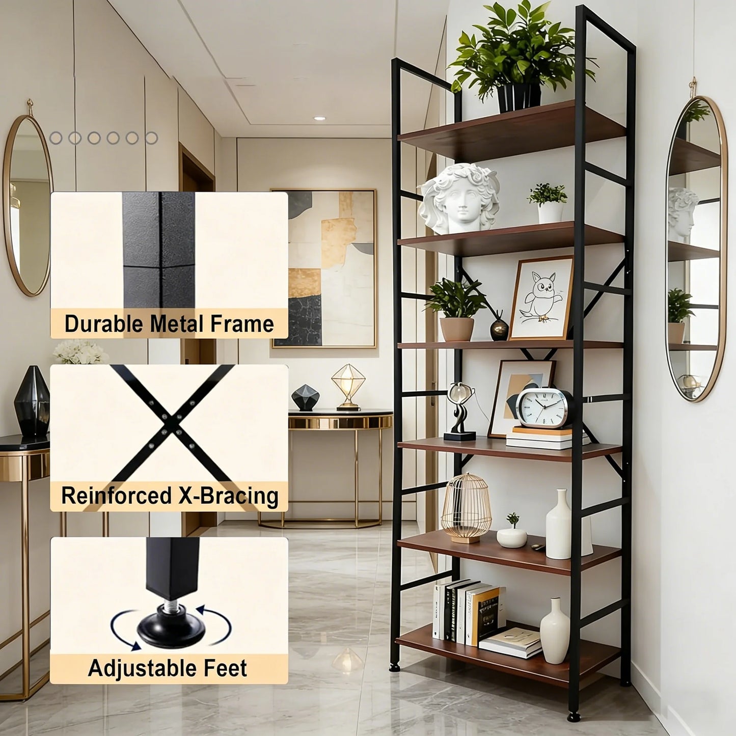 Heavy Duty 5/6-Tier Metal Storage Shelving Unit - Freestanding Industrial Garage Shelving Rack Suitable for Home Office