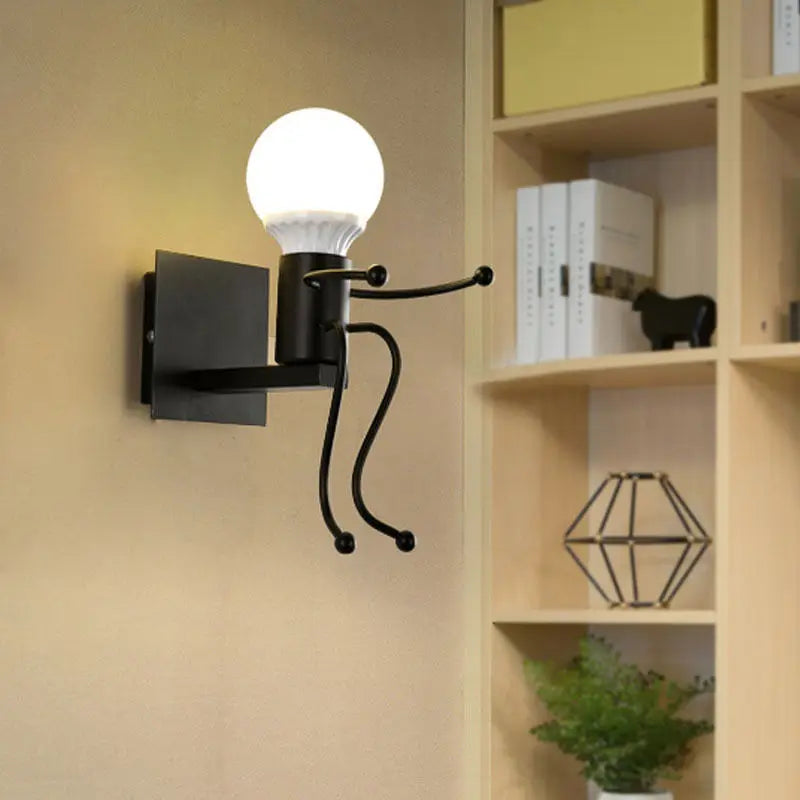 Humanoid Creative Wall Light Indoor Wall Lamp E27 LED Modern Wall Sconce Light Art Decor Iron for Bedroom Children Room Kitchen