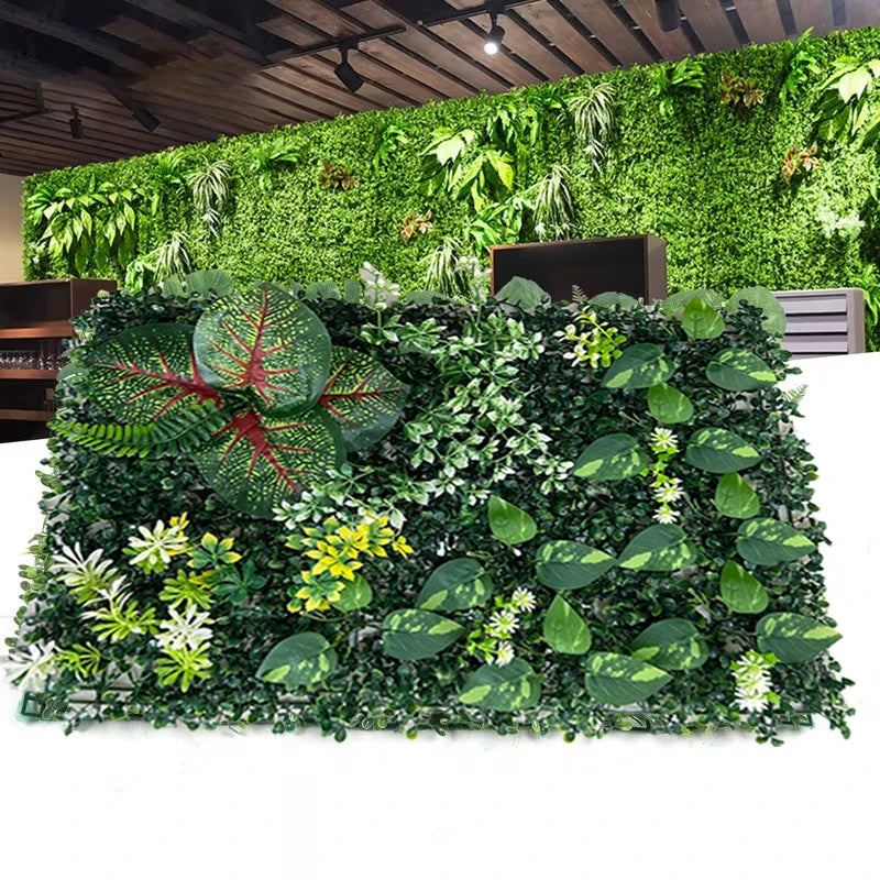 UV-Resistant Artificial Plant Wall Decor Plastic Faux Greenery Backdrop