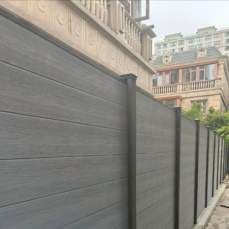 Popular Wood Plastic Composite Garden Fence Panel Aluminum Post Outdoor Decoration Privacy Slat Wall WPC Fence