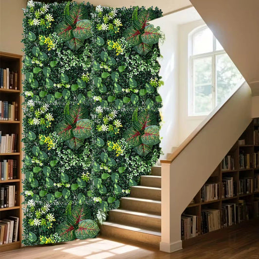 UV-Resistant Artificial Plant Wall Decor Plastic Faux Greenery Backdrop