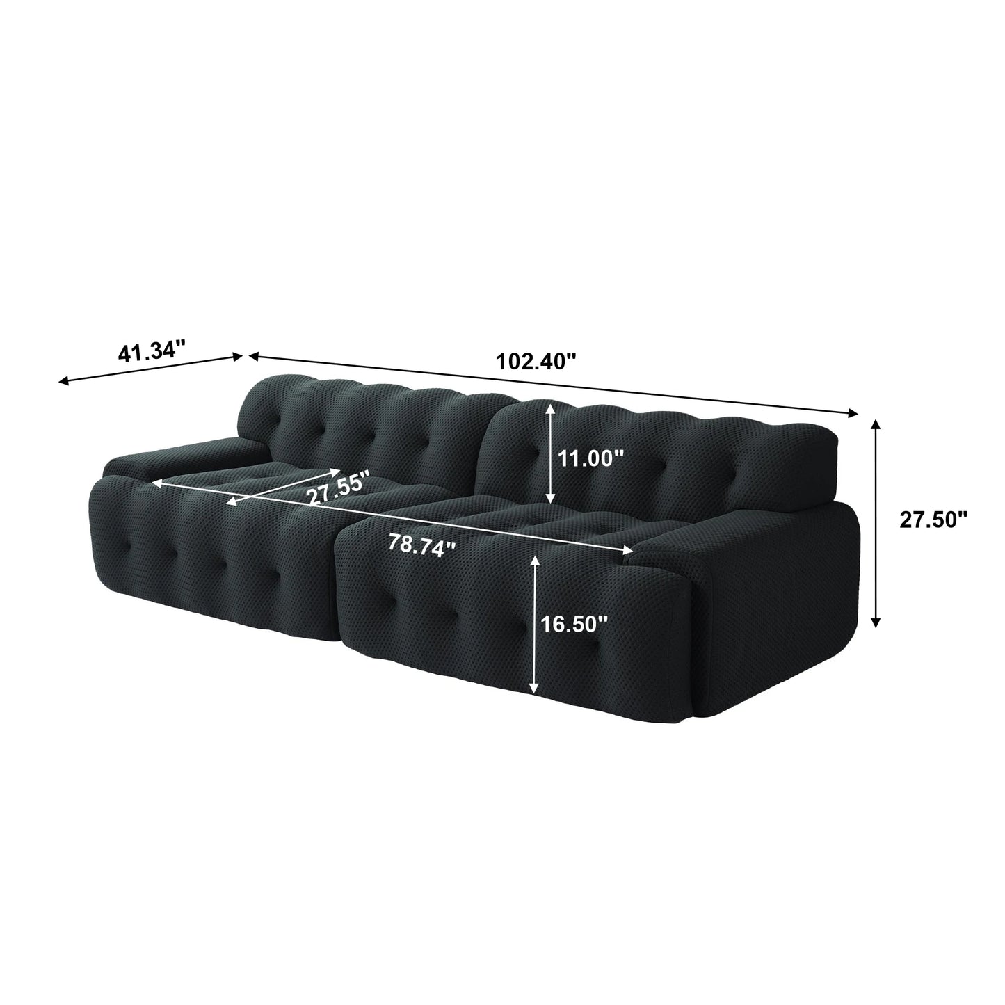 Comfy Cloud 102 3D Mesh Fabric Oversized Sectional Sofa