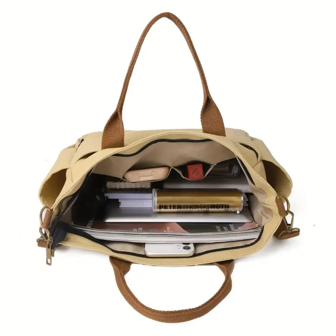 Nylon Multi Pocket Tote Bag With Casual Crossbody Design