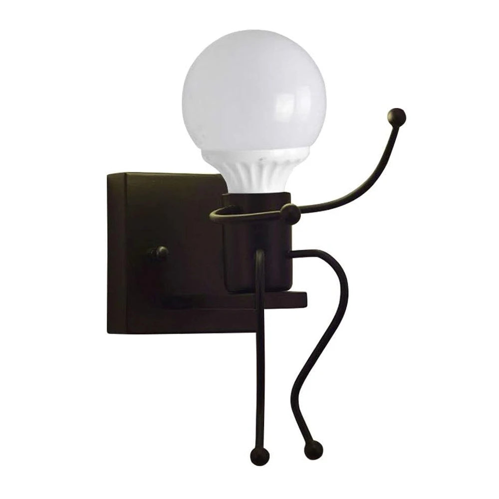 Humanoid Creative Wall Light Indoor Wall Lamp E27 LED Modern Wall Sconce Light Art Decor Iron for Bedroom Children Room Kitchen