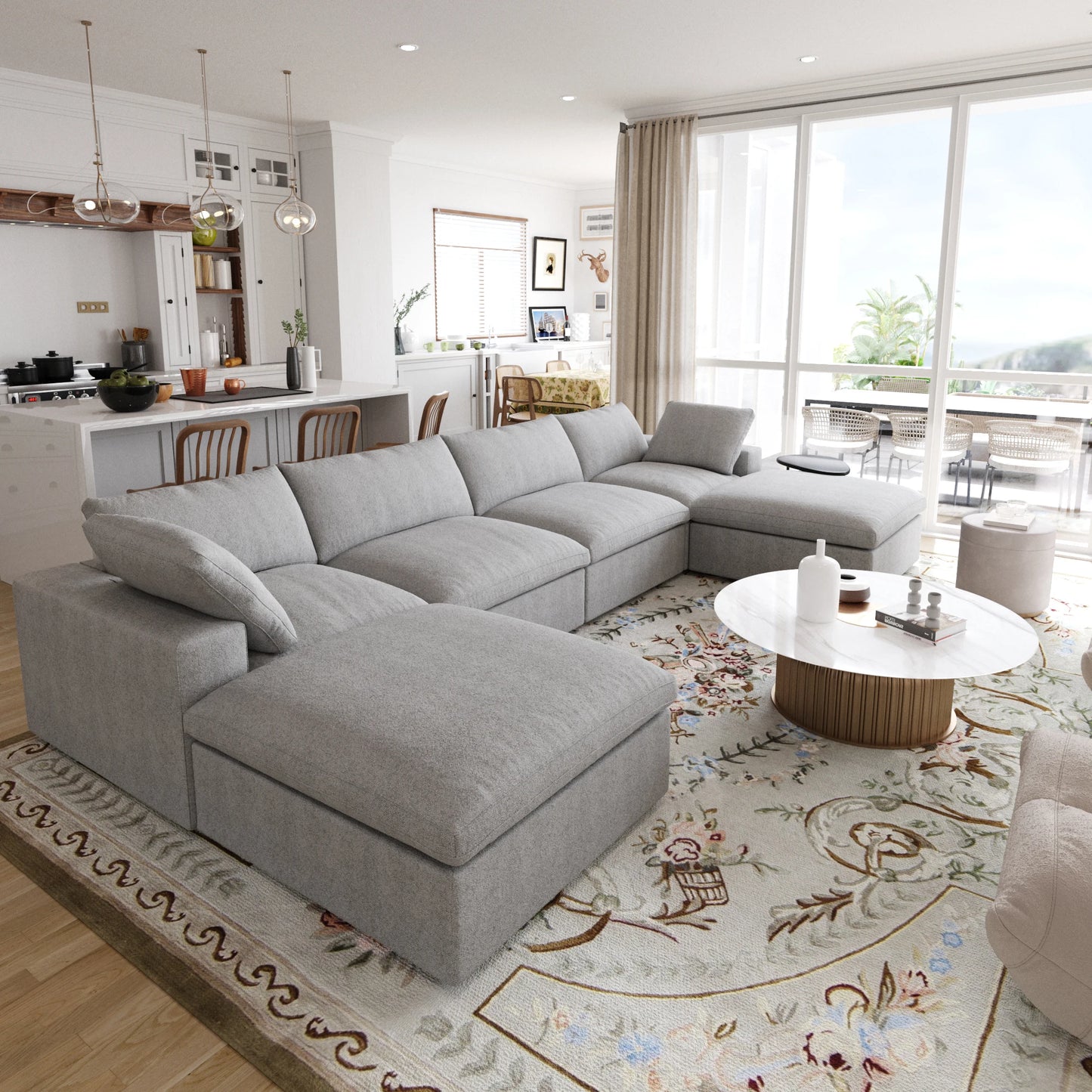 SdorensCN Modular Cloud U Shaped Sofa With Ottomans