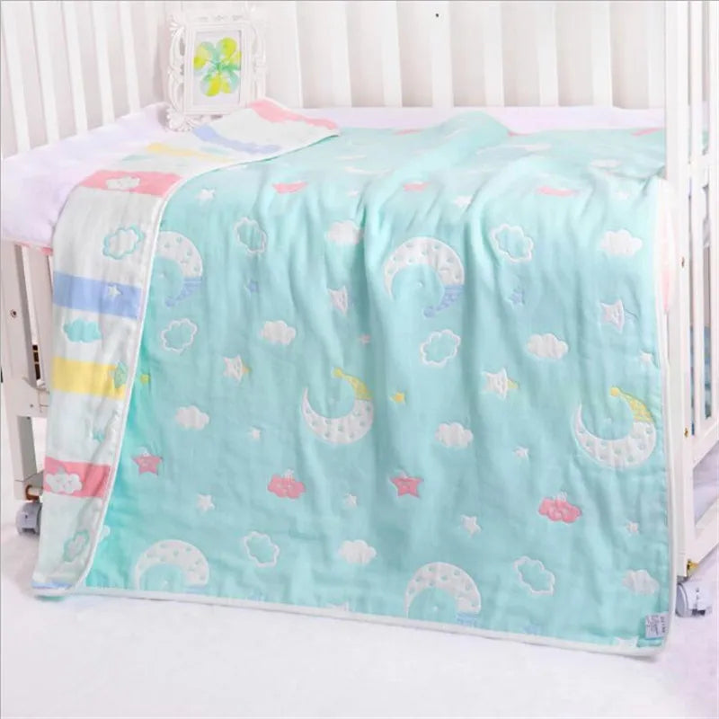 Muslin Baby Blankets Children 6 layers Gauze Cotton Soft Quilt Newborn Infant Swaddle Towel Kids Bath Towel 110*110cm