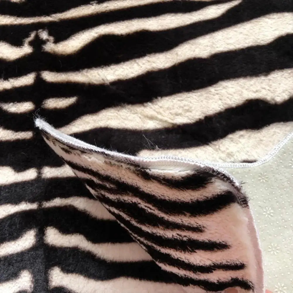Muzzi Zebra Print Velvet Faux Fur Rug Imitation Leather Mat