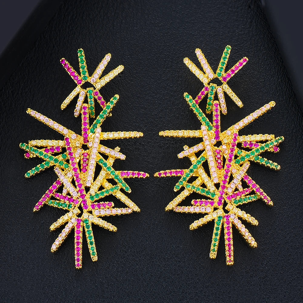 GODKI Luxury Sparkling Trendy Cubic Zirconia Wedding Party Drop Earring Fashion Jewelry for Women