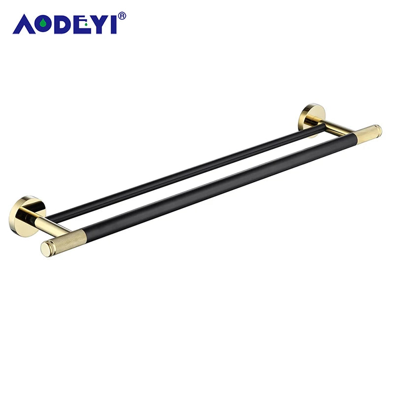 Bathroom Hardware Set Black Robe Hook Gold Towel Rail Bar Rack Bars Ring Shelf Tissue Brass Paper Holder Toothbrush Holder Brush
