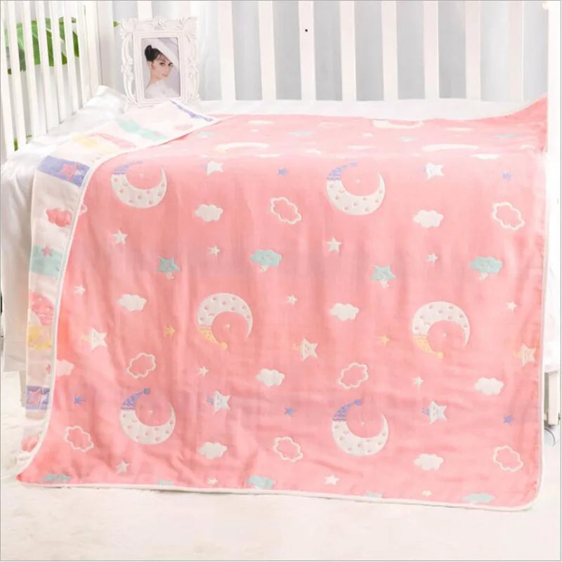 Muslin Baby Blankets Children 6 layers Gauze Cotton Soft Quilt Newborn Infant Swaddle Towel Kids Bath Towel 110*110cm