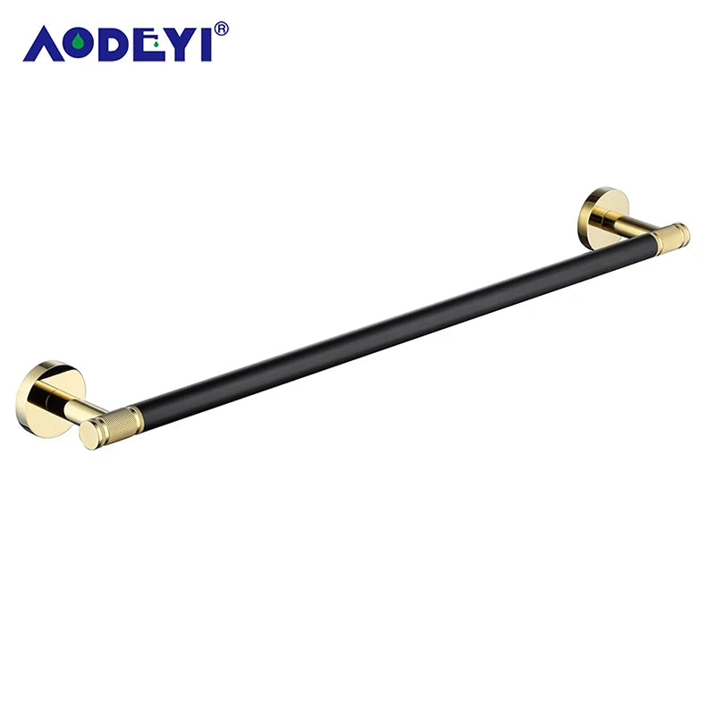 Bathroom Hardware Set Black Robe Hook Gold Towel Rail Bar Rack Bars Ring Shelf Tissue Brass Paper Holder Toothbrush Holder Brush