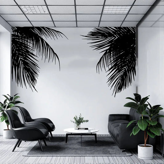 Tropical Palm Tree Leaves Wall Sticker Office Kids Room Twigs Palm Branch Leaf Summer Beach Forest LandScape Wall Decal Playroom
