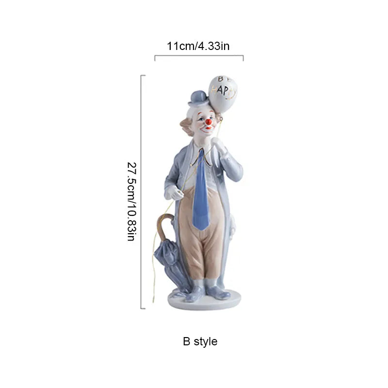 Nordic Ins Retro Circus Clown Ornaments Funny Comedy Ceramic Character Statue Home Decoration Kid Room Christmas Halloween Decor