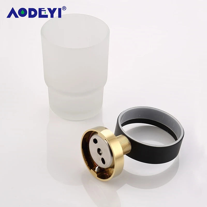 Bathroom Hardware Set Black Robe Hook Gold Towel Rail Bar Rack Bars Ring Shelf Tissue Brass Paper Holder Toothbrush Holder Brush