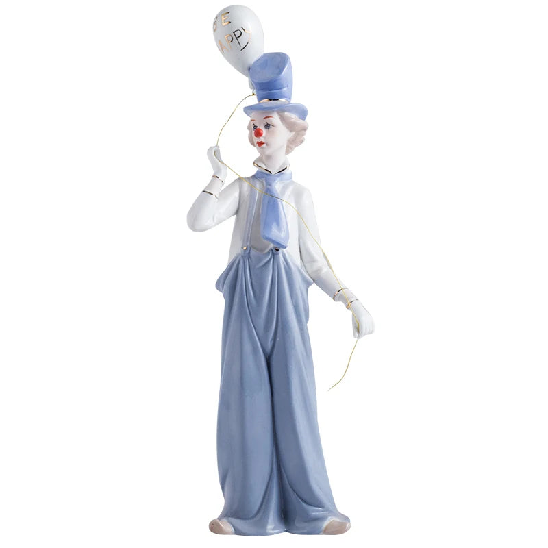 Nordic Ins Retro Circus Clown Ornaments Funny Comedy Ceramic Character Statue Home Decoration Kid Room Christmas Halloween Decor