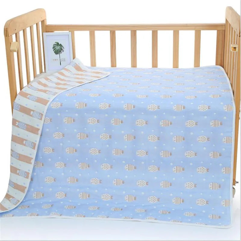 Muslin Baby Blankets Children 6 layers Gauze Cotton Soft Quilt Newborn Infant Swaddle Towel Kids Bath Towel 110*110cm