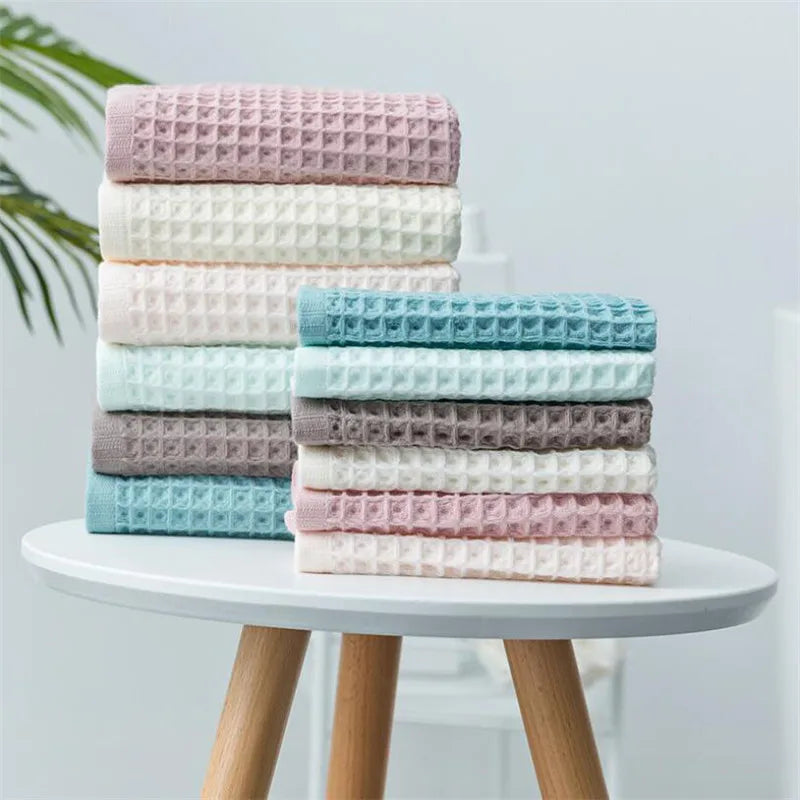 High Quality Cotton Waffle Bath Towels Soft Absorbent Walf Checks Face Hand Towel Household Adult Kids Bathroom Towel Sets