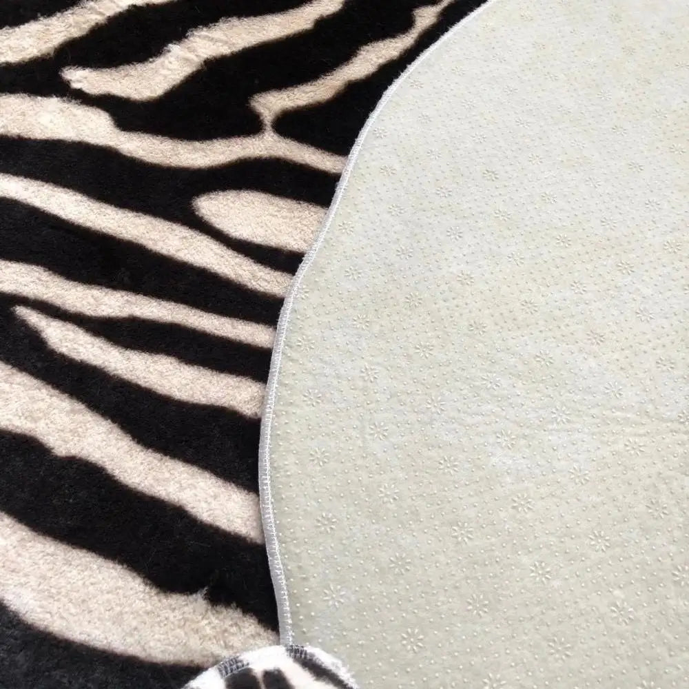 Muzzi Zebra Print Velvet Faux Fur Rug Imitation Leather Mat