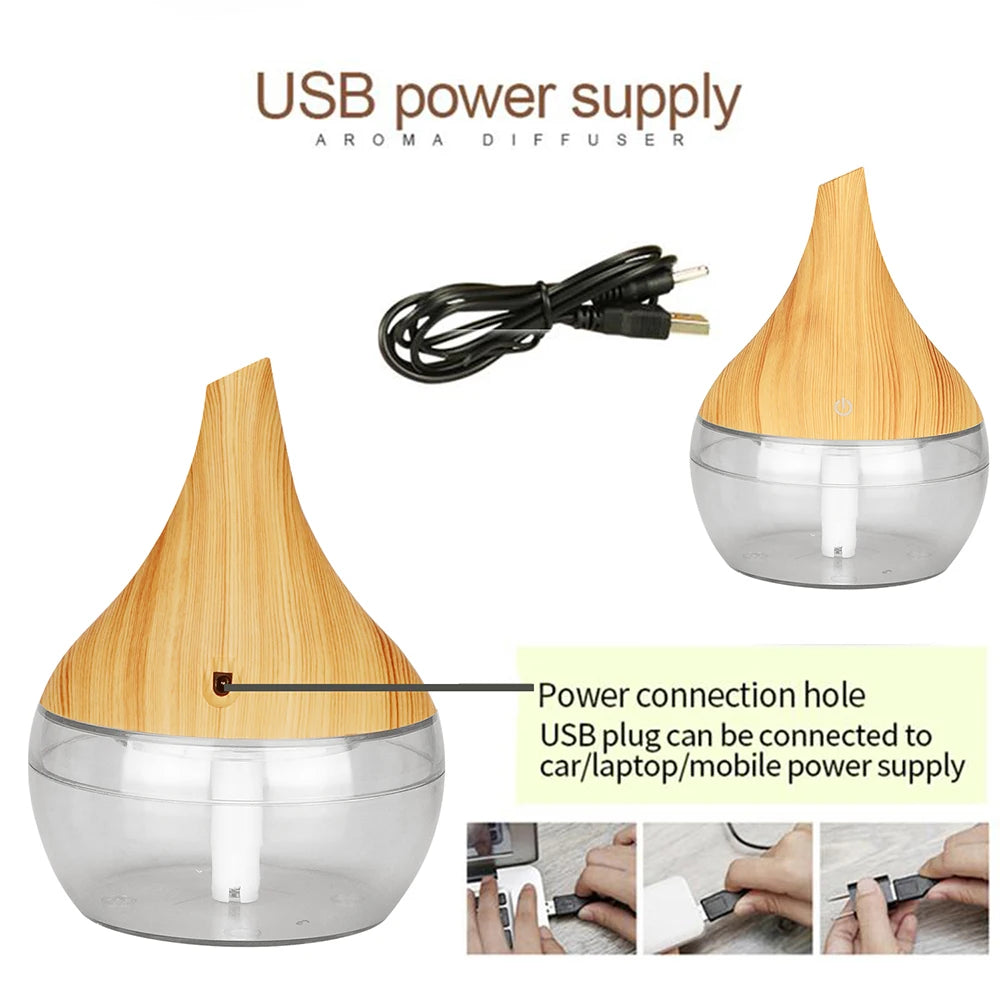 Thankshare Ultrasonic Wood Humidifier Aromatherapy Diffuser For Home