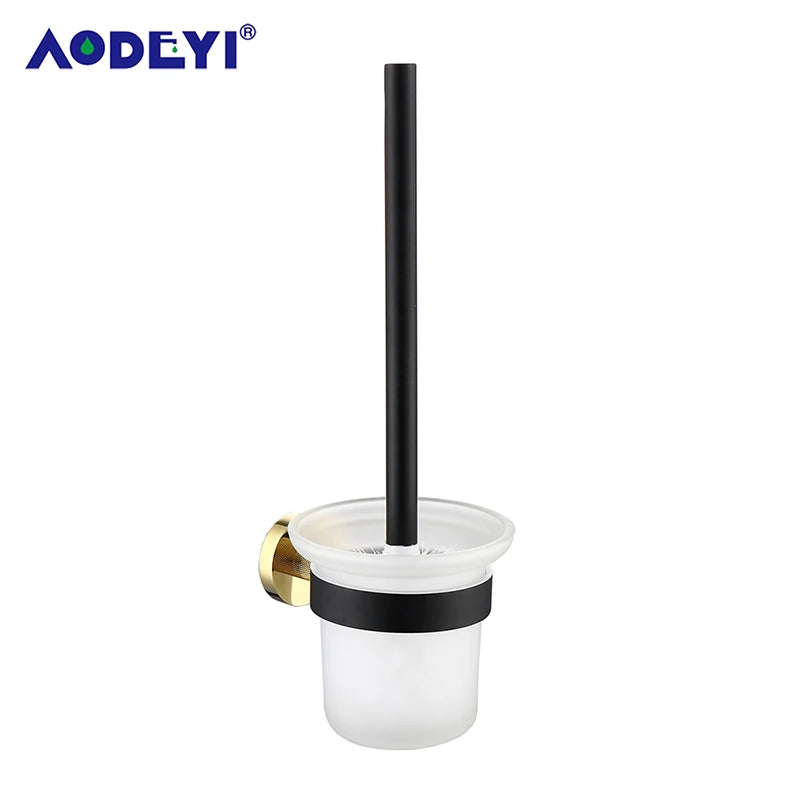 Bathroom Hardware Set Black Robe Hook Gold Towel Rail Bar Rack Bars Ring Shelf Tissue Brass Paper Holder Toothbrush Holder Brush