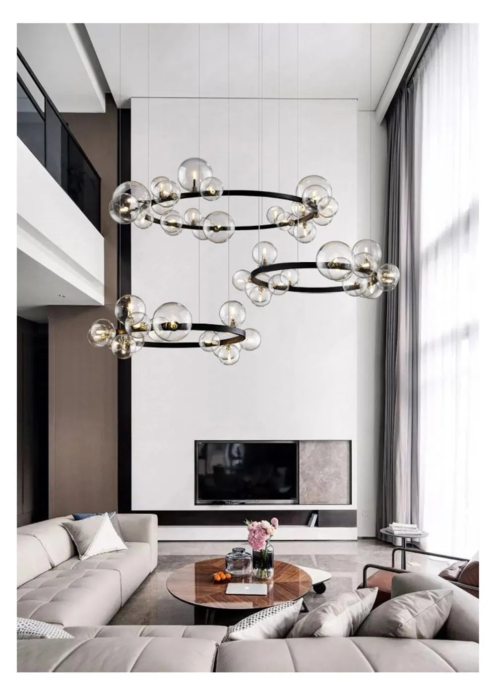 Round Glass Bubbles Chandelier For Living Room Dining Room Kitchen Table Bedroom Modern Glass Ball Pendant Lights Black
