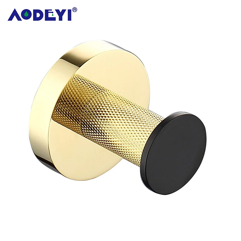 Bathroom Hardware Set Black Robe Hook Gold Towel Rail Bar Rack Bars Ring Shelf Tissue Brass Paper Holder Toothbrush Holder Brush