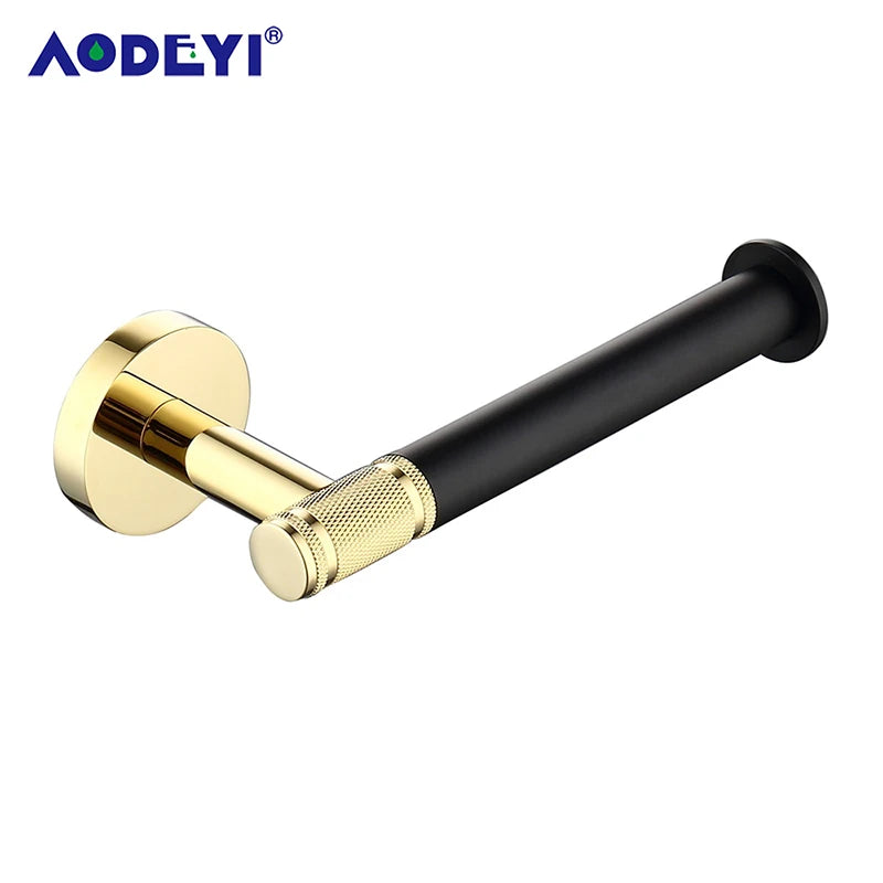 Bathroom Hardware Set Black Robe Hook Gold Towel Rail Bar Rack Bars Ring Shelf Tissue Brass Paper Holder Toothbrush Holder Brush