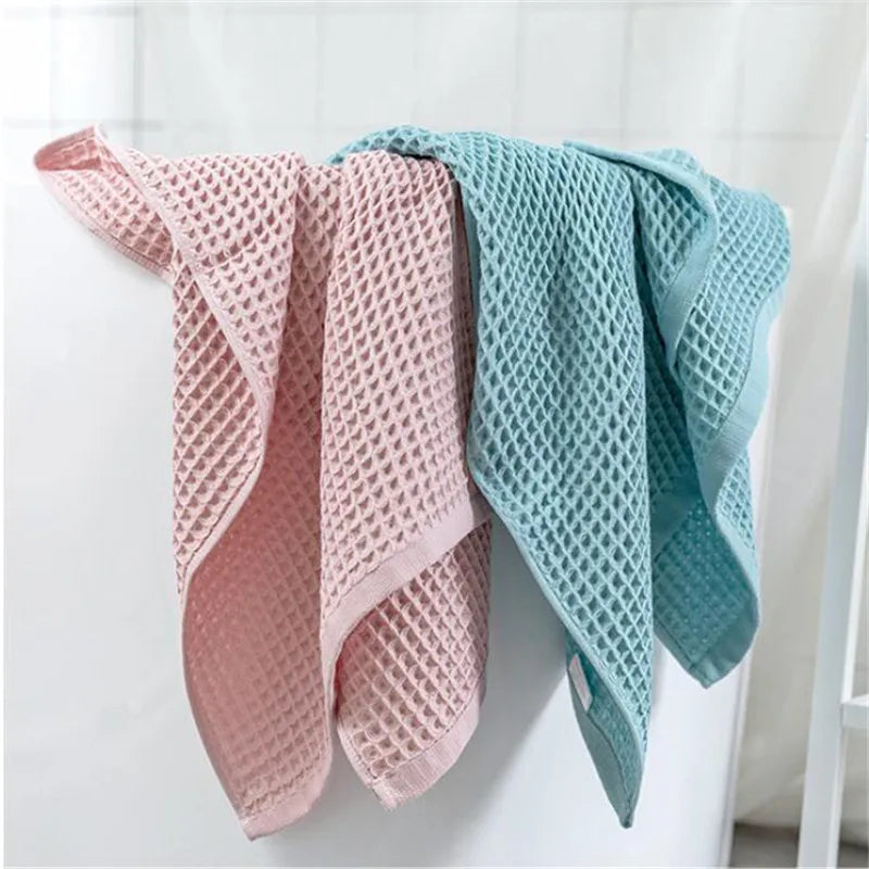 High Quality Cotton Waffle Bath Towels Soft Absorbent Walf Checks Face Hand Towel Household Adult Kids Bathroom Towel Sets