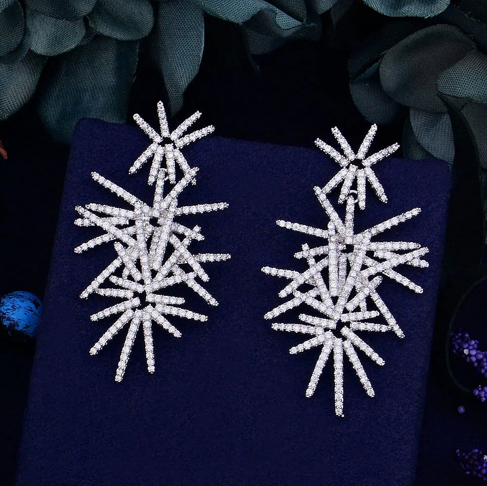 GODKI Luxury Sparkling Trendy Cubic Zirconia Wedding Party Drop Earring Fashion Jewelry for Women