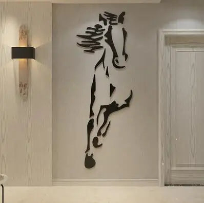 Horse Mirror Wall Stickers Livingroom TV Background Wall Art decor Home Decor 3D DIY Acrylic Self adhesive Wall stickers