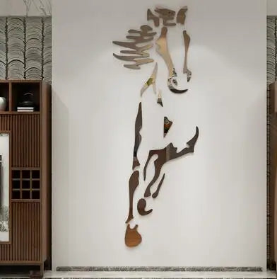 Horse Mirror Wall Stickers Livingroom TV Background Wall Art decor Home Decor 3D DIY Acrylic Self adhesive Wall stickers
