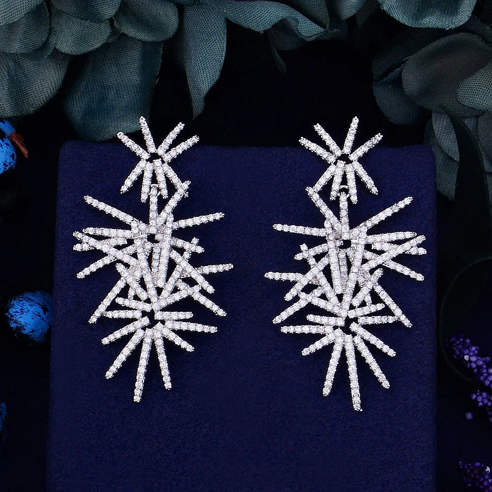 GODKI Luxury Sparkling Trendy Cubic Zirconia Wedding Party Drop Earring Fashion Jewelry for Women