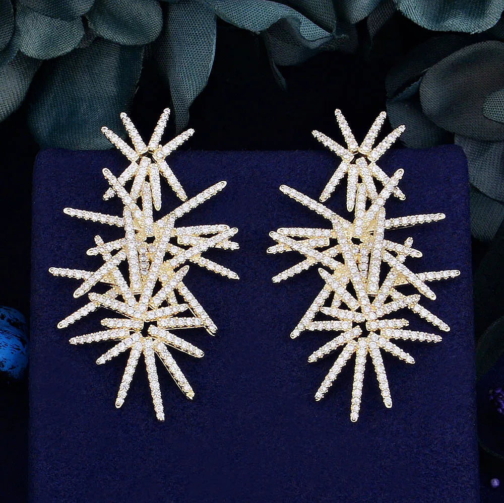 GODKI Luxury Sparkling Trendy Cubic Zirconia Wedding Party Drop Earring Fashion Jewelry for Women