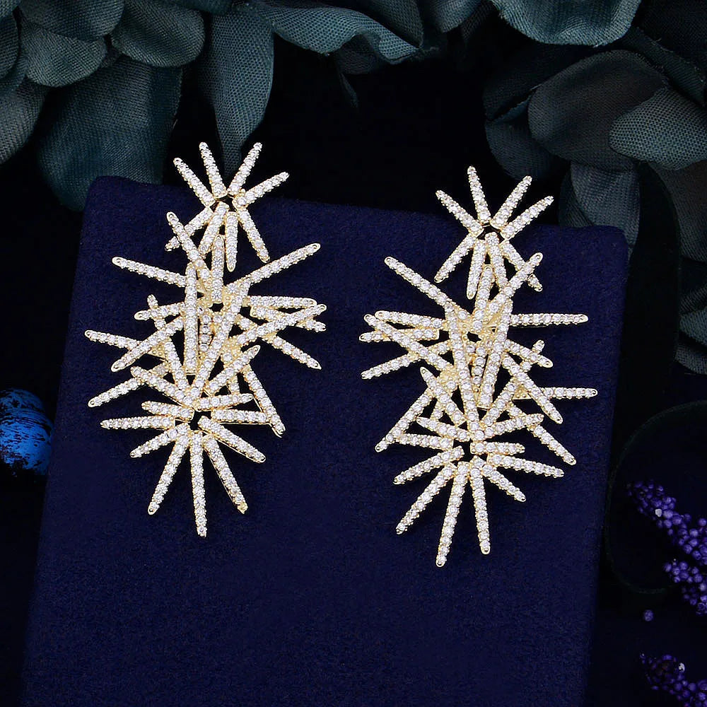 GODKI Luxury Sparkling Trendy Cubic Zirconia Wedding Party Drop Earring Fashion Jewelry for Women
