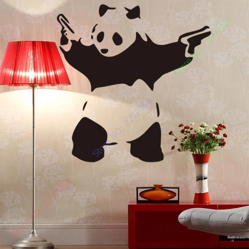 Banksy Panda Wall Stickers, Removable Wall Decal, DIY Home Decoration, Art Decor