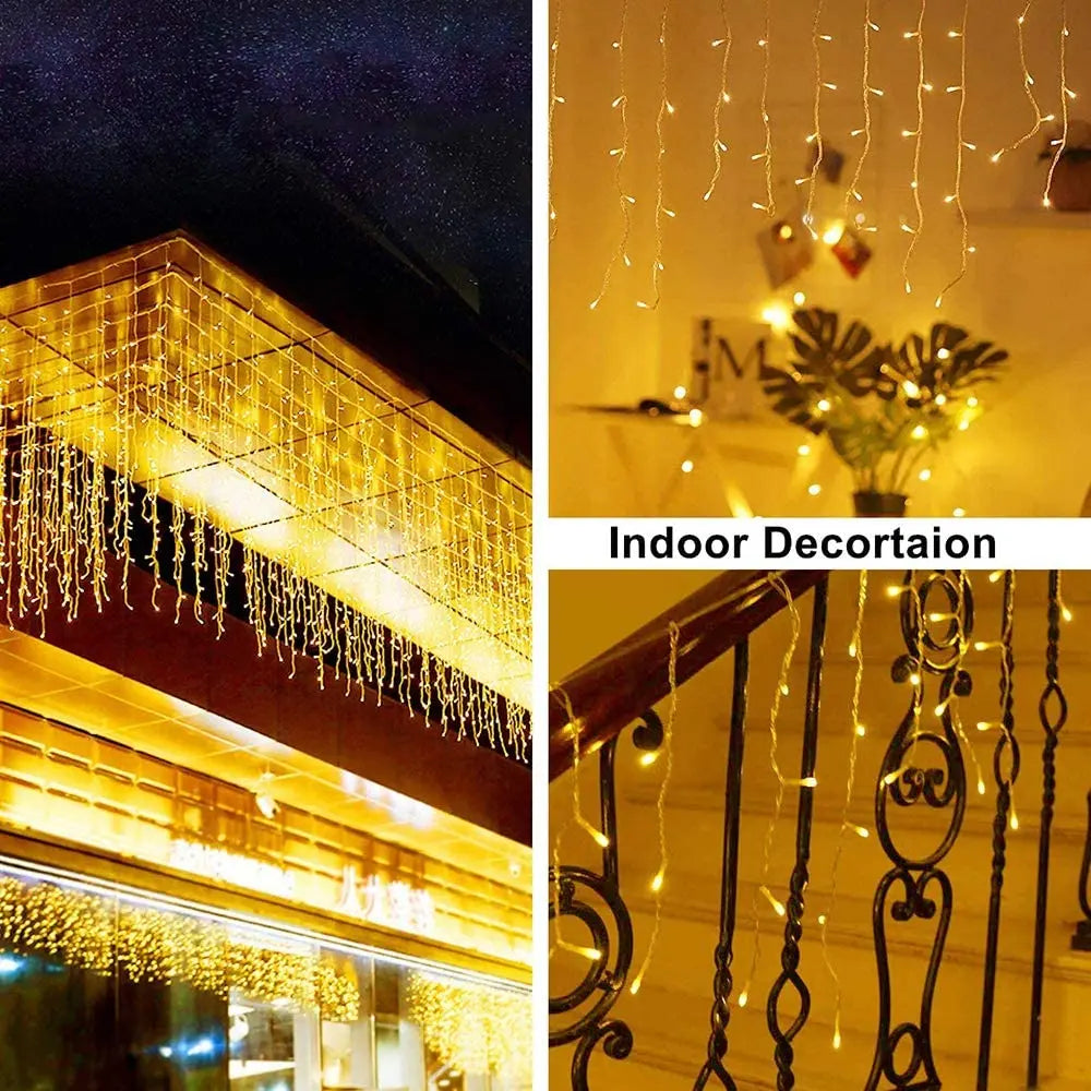 Street Garland On The House Christmas Decorations Ornaments LED Festoon Icicle Curtain Light Droop 0.5/0.6/0.7M EU Plug New Year