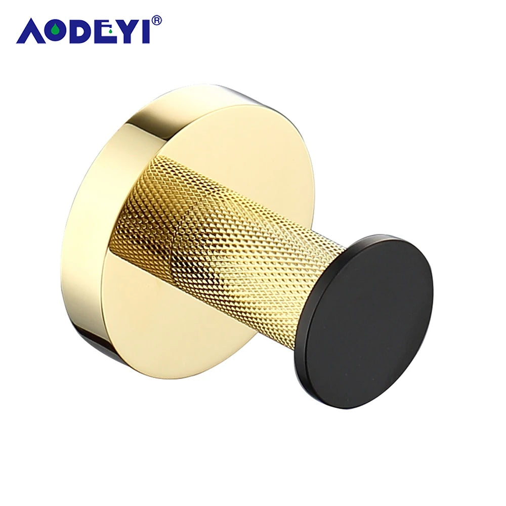 Bathroom Hardware Set Black Robe Hook Gold Towel Rail Bar Rack Bars Ring Shelf Tissue Brass Paper Holder Toothbrush Holder Brush