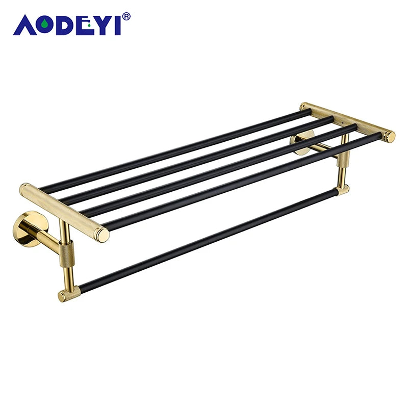 Bathroom Hardware Set Black Robe Hook Gold Towel Rail Bar Rack Bars Ring Shelf Tissue Brass Paper Holder Toothbrush Holder Brush