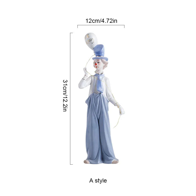 Nordic Ins Retro Circus Clown Ornaments Funny Comedy Ceramic Character Statue Home Decoration Kid Room Christmas Halloween Decor